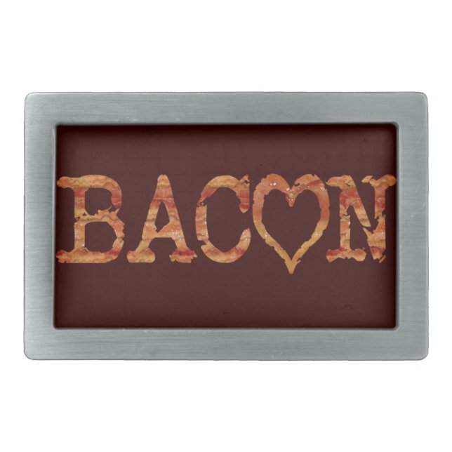 Bacon LOVE Rectangular Belt Buckle (Front)