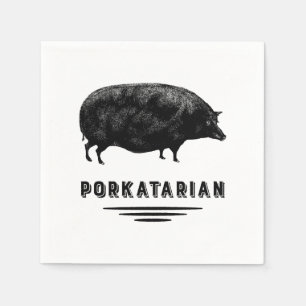 Bacon Lover - Porkatarian - Antique Pig Paper Napkins