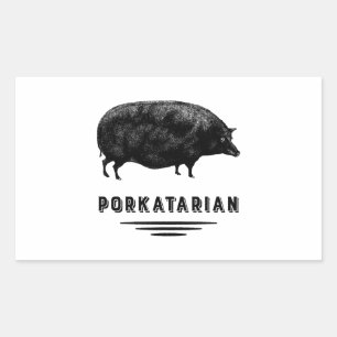 Bacon Lover - Porkatarian - Vintage Pig Rectangular Sticker