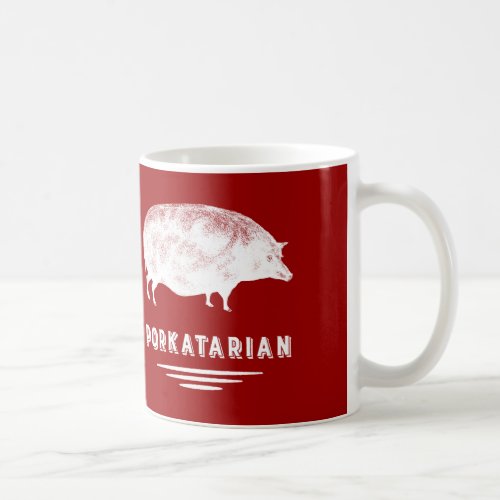 Bacon Lover Porkatarian Vintage Pig Red and White Coffee Mug