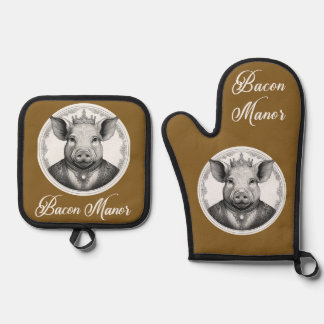Bacon Manor Oven Mitt and Pot Holders Oven Mitt & Pot Holder Set