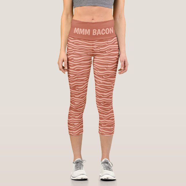 Bacon Pattern Custom Capri Leggings (Front)