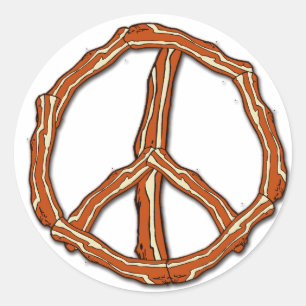 Bacon Peace Sign T-shirts, Hoodies, Gifts Classic Round Sticker
