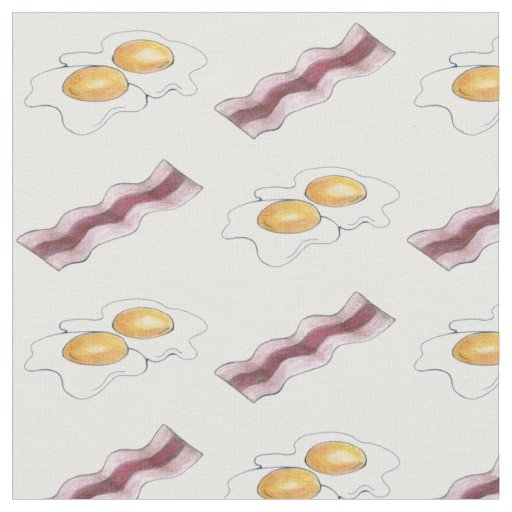 Bacon Strips and Fried Eggs Breakfast Food Pairing Fabric