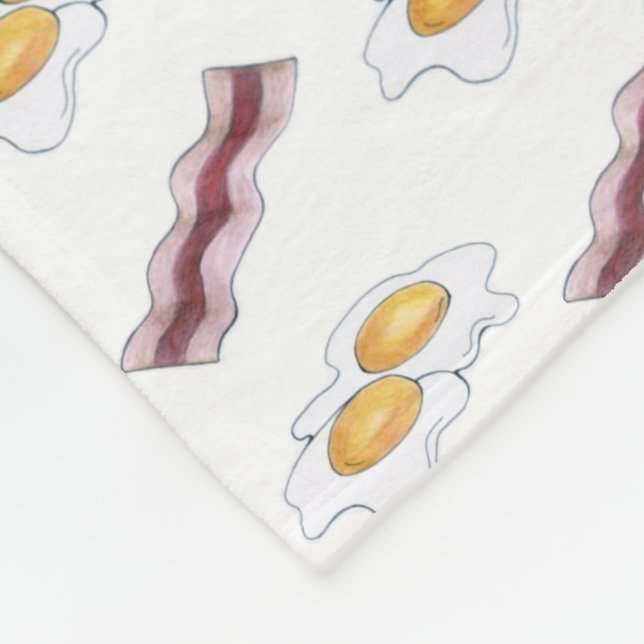 Bacon Strips and Fried Eggs Breakfast Food Pairing Fleece Blanket (Corner)