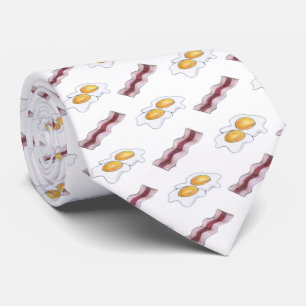 Bacon Strips and Fried Eggs Breakfast Food Pairing Neck Tie