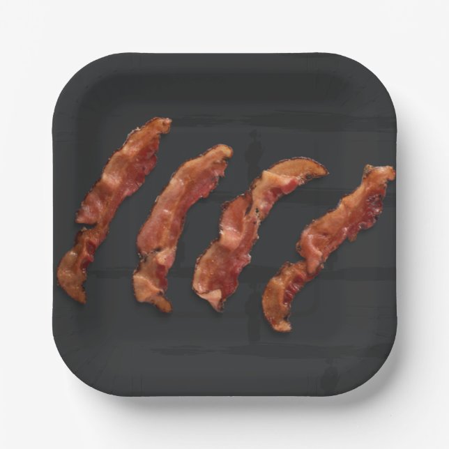Bacon Strips BBQ Party Paper Plates (Front)