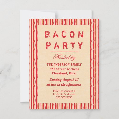 Bacon Strips Party Invitation Typography