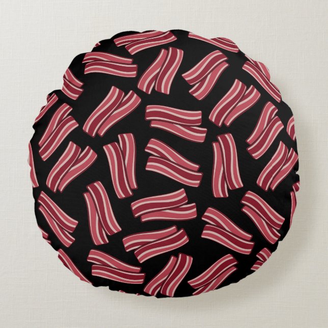 Bacon Strips Pattern Round Pillow (Front)