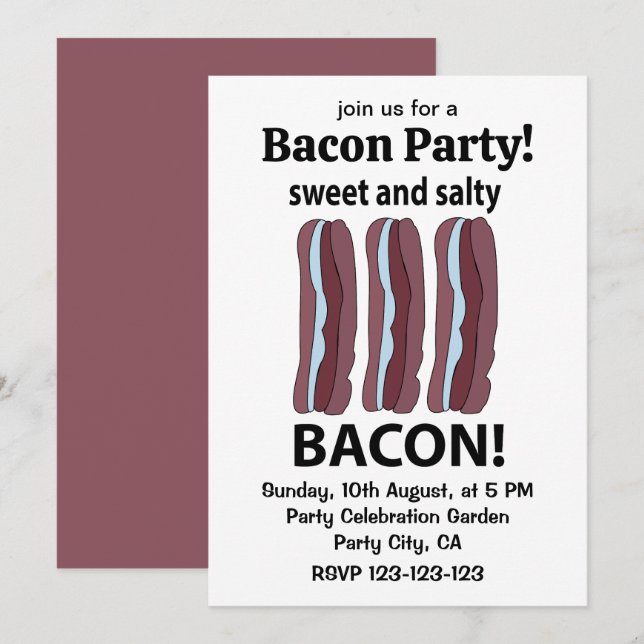 Bacon Sweet And Salty Bacon Invitation (Front/Back)