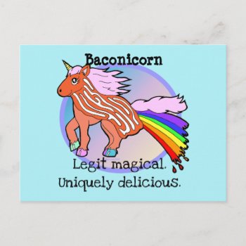 Bacon Unicorn - Baconicorn Magical Delicious Shirt Postcard by PetiteFrite at Zazzle