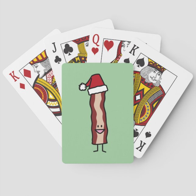 Bacon Wearing a Santa Hat Christmas Poker Cards (Back)