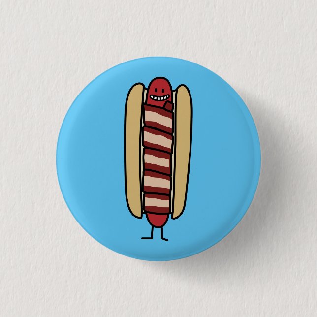 Bacon Wrapped Hot Dog Hotdog Wiener Bacon-wrapped Pinback Button (Front)
