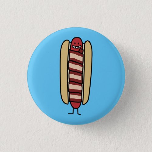Bacon Wrapped Hot Dog Hotdog Wiener Bacon_wrapped Pinback Button