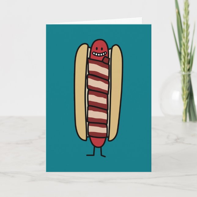 Bacon Wrapped Hot Dog Hotdog Wiener Bacon-wrapped Thank You Card (Front)