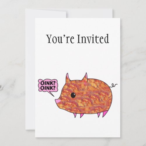 Bacon Wrapped Piggy Custom Invitation