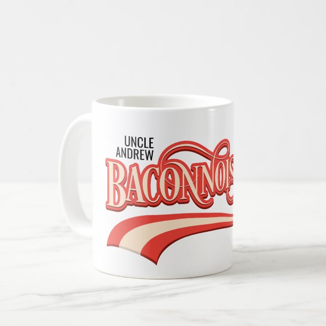 Baconnoisseur (bacon lover) coffee mug (Front Left)