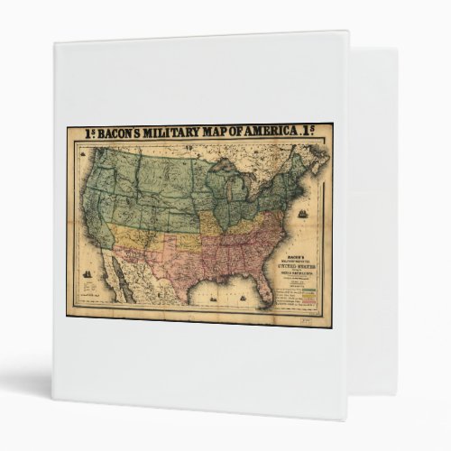 Bacons Military Map of the United States 1862 Binder