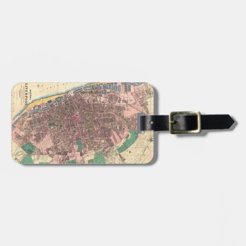 Bacons Victorian Map of Liverpool 1890 Luggage Tag