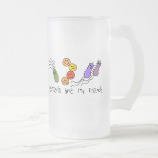 Bacteria are my friends frosted glass beer mug