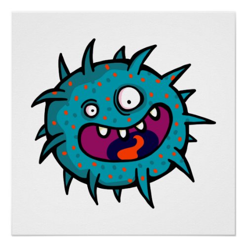 Bacteria Bug Doodle Cartoon Poster