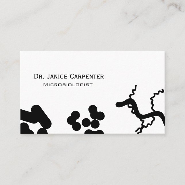 Bacteria Medical Micro Black & White Business Card (Front)