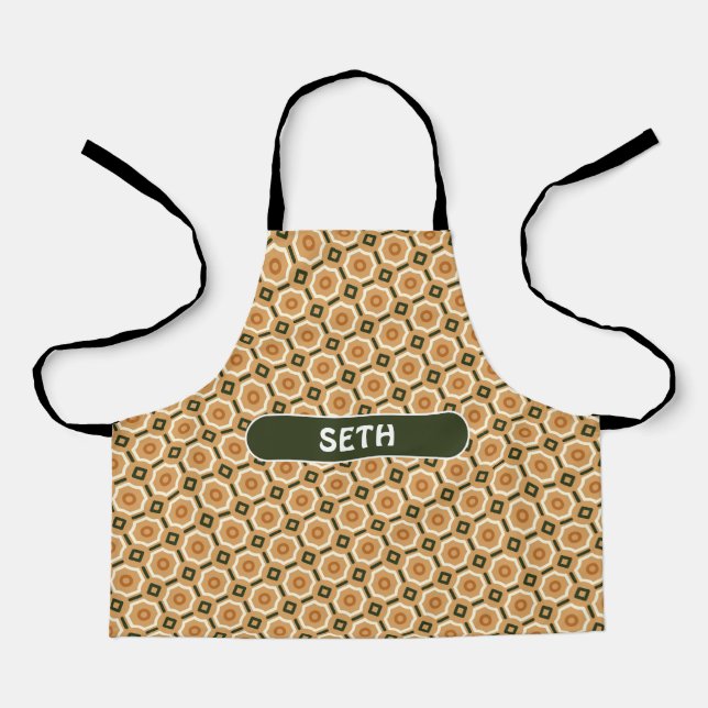 Bacteria Orange Green Minimal Pattern Apron (Front)