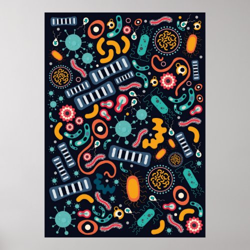 Bacteria poster suitable for classroom or bedroom