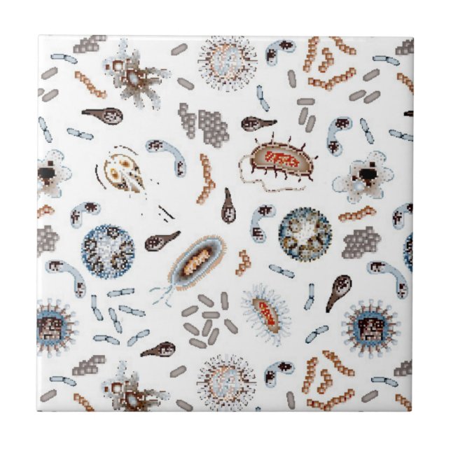 Bacteria & Virus Pattern Ceramic Tile (Front)