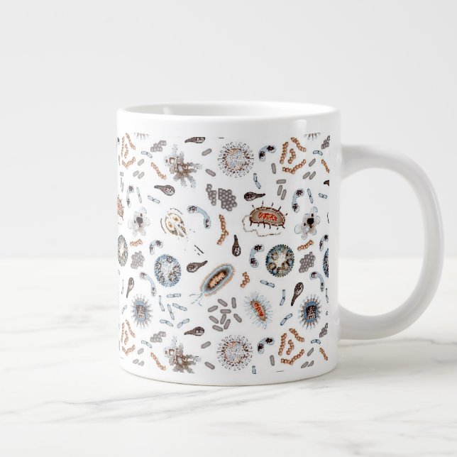 Bacteria & Virus Pattern Giant Coffee Mug (Right)