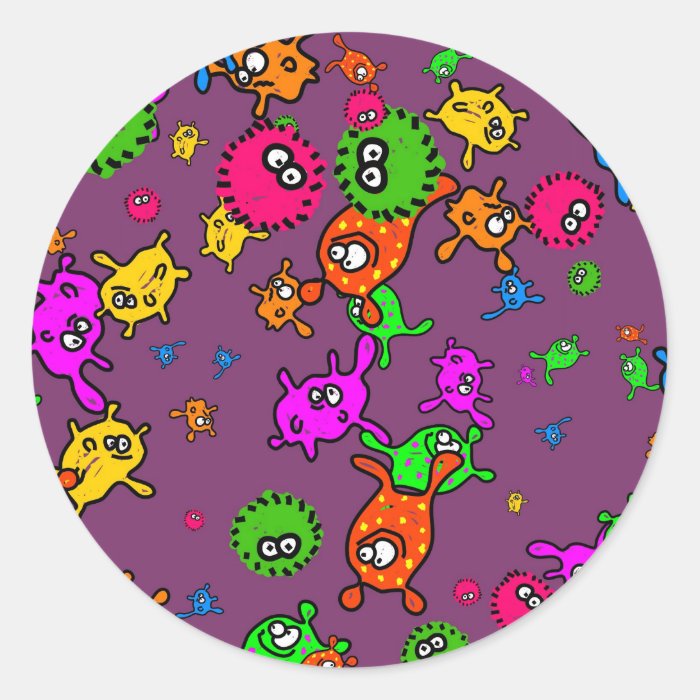 Bacteria Wallpaper Round Sticker