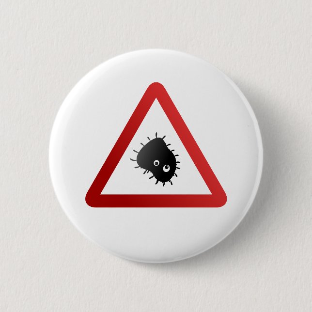 Bacteria Warning Sign Button (Front)