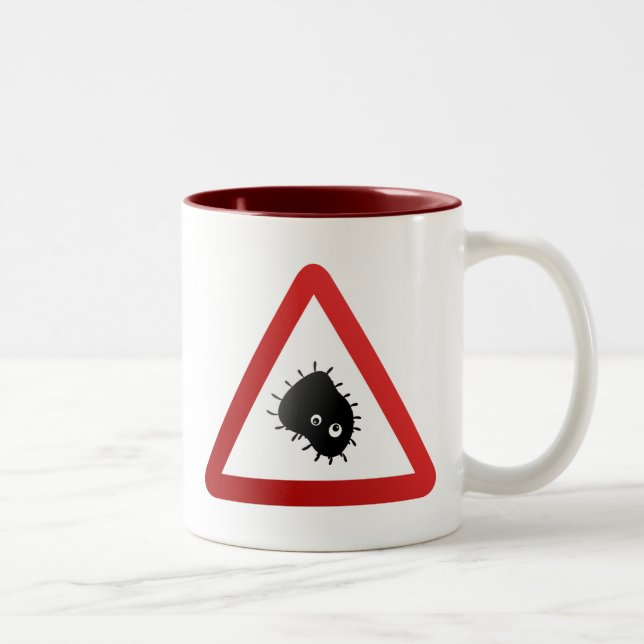Bacteria Warning Sign Two-Tone Coffee Mug (Right)