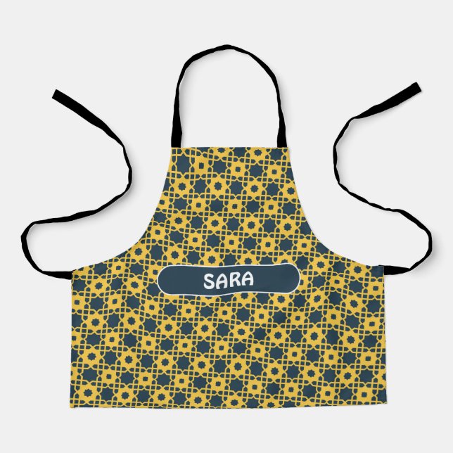 Bacteria Yellow Blue Minimal Pattern Apron (Front)