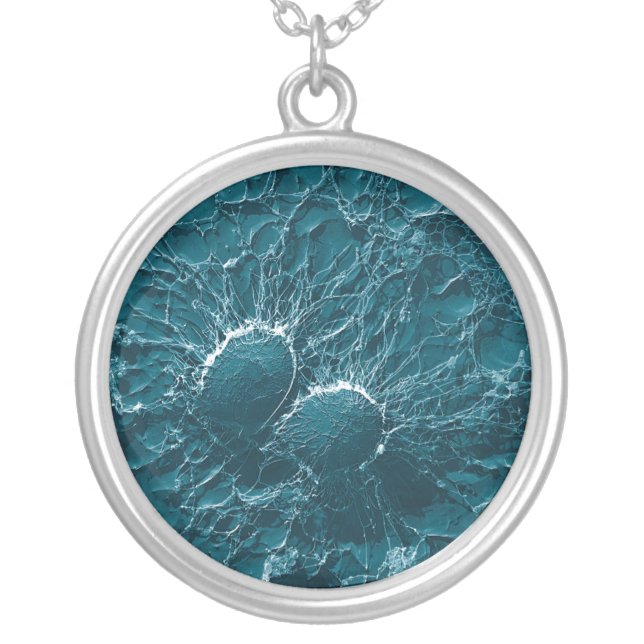 Bacterial cells of Staphylococcus Aureus Close Up Silver Plated Necklace (Front)