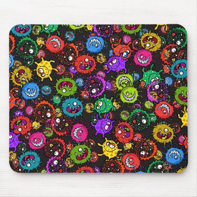 Bacterial Epidemic Cartoon Germ Explosion Mouse Pad (Front)