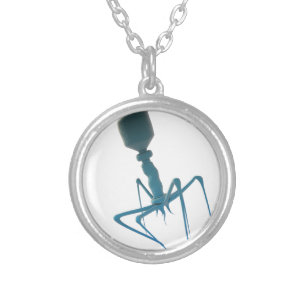 bacteriophage silver plated necklace