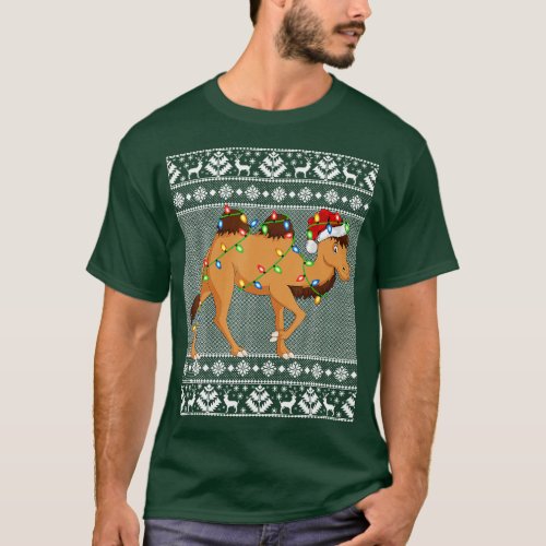 Bactrian Camel Christmas Lights Matching Ugly Swea T_Shirt