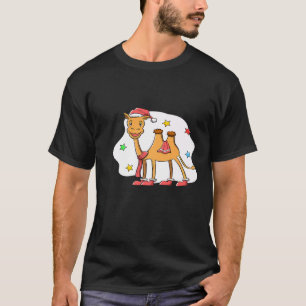 Bactrian Mongolian Camel Wearing Santa Hat T-Shirt
