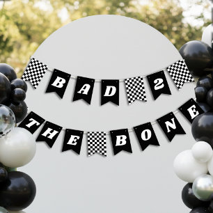 Bad 2 the Bone Checkered 2nd Birthday Bunting Flags