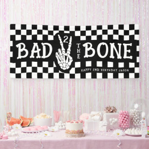 Bad 2 the Bone Skeleton 2nd Birthday Party Banner