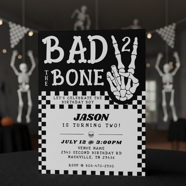 Bad 2 the Bone Skeleton 2nd Birthday Party Invitation (Bad 2 the Bone Skeleton 2nd Birthday Party Invitation
)