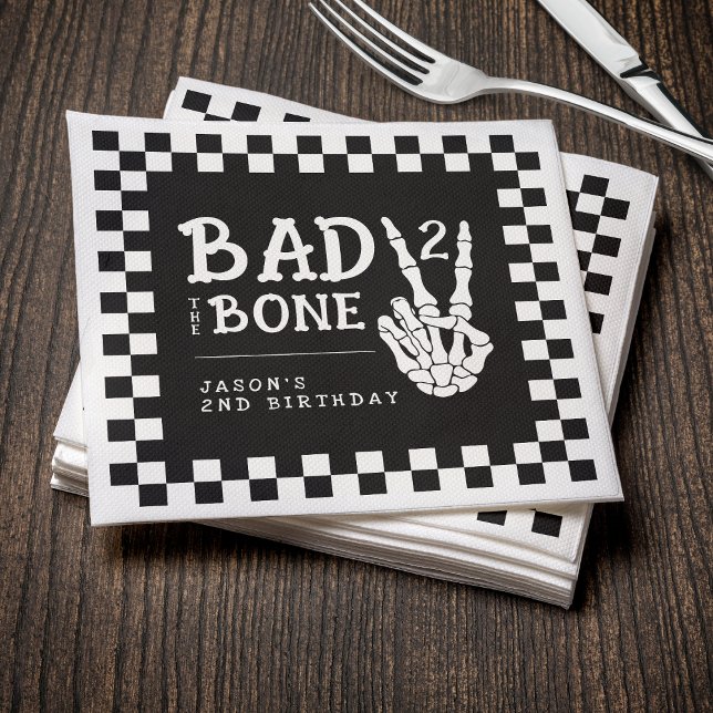 Bad 2 the Bone Skeleton 2nd Birthday Party Napkins (Creator Uploaded)