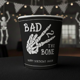 Bad 2 the Bone Skeleton 2nd Birthday Party Paper Cups