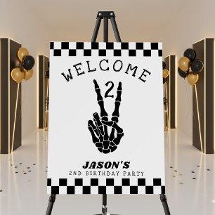 Bad 2 the Bone Skeleton 2nd Birthday Party Welcome Foam Board