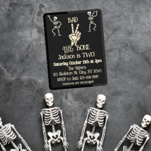 Bad 2 the bone skeleton birthday party invitation