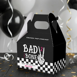 Bad 2 the Bone Skeleton Pink 2nd Birthday Party Favor Boxes