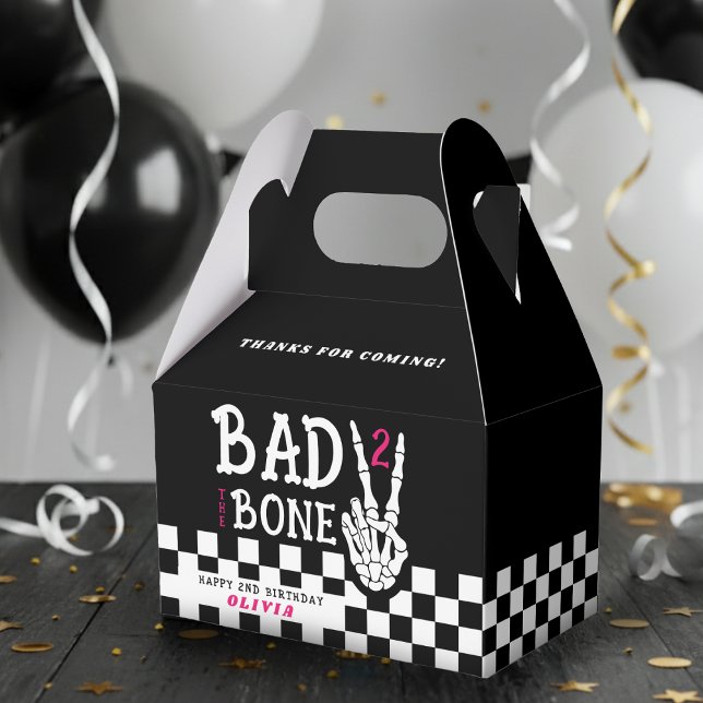 Bad 2 the Bone Skeleton Pink 2nd Birthday Party Favor Boxes (Bad 2 the Bone Skeleton Pink 2nd Birthday Party Favor Boxes
)