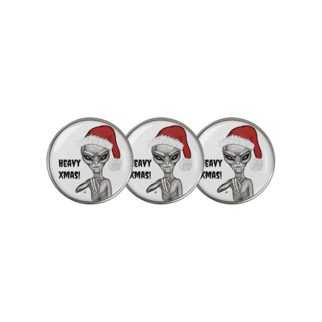 Bad Alien , Heavy Xmas ! Golf Ball Marker (3 Up)