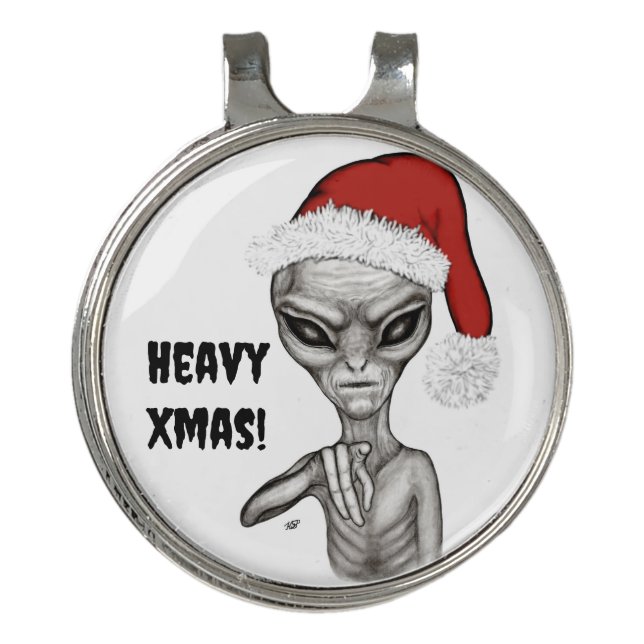 Bad Alien , Heavy Xmas ! Golf Hat Clip (Front)